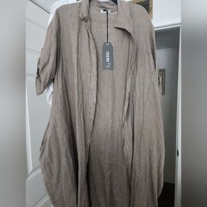 NWT Long Italian Linen Jacket - Taupe ( White Linen Dress sold separately)